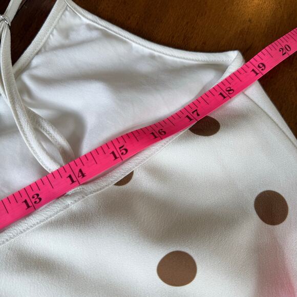 Jenni Kayne Slip Dress Caramel Dot Midi Sz 10 Cream Classic Timeless Feminine - Picture 11 of 15